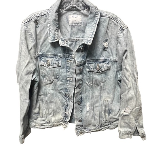 Old Navy Jackets & Blazers - Old Navy Women's Distressed Blue Jean Jacket XL 100% Cotton